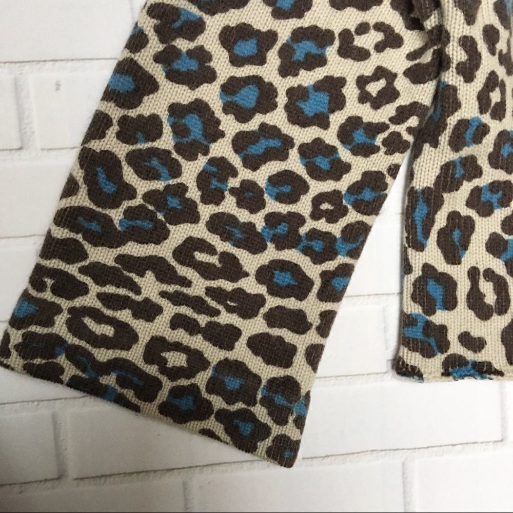 White + Warren Cashmere Leopard Print Cropped Cardigan Sweater | Size M - Picture 7 of 14